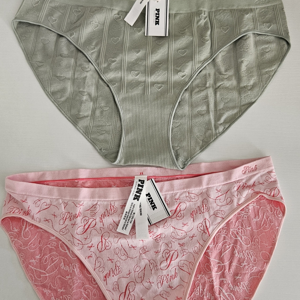 PINK Victoria's Secret Lace Bottoms Pink and Gray